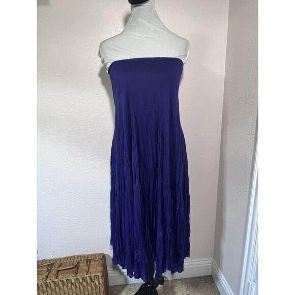 Vintage Fairy Crinkle Maxi Skirt Asymmetrical Artsy Boho Purple Sz M Stretchy - Picture 5 of 8